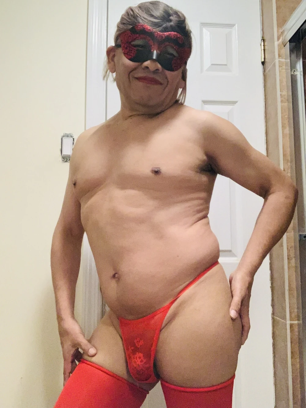 Red thong and stockings #5
