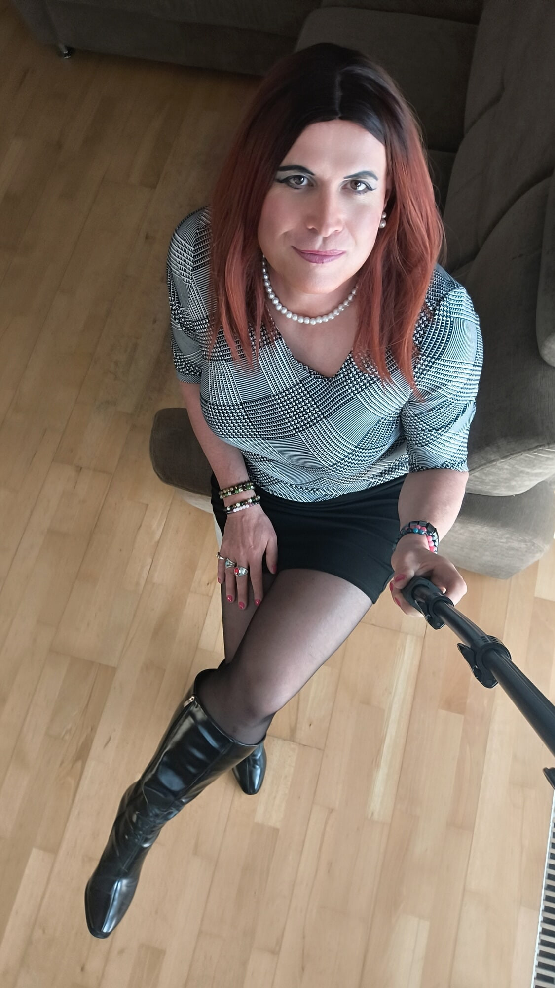 Black pantyhose and lovely short dress #41