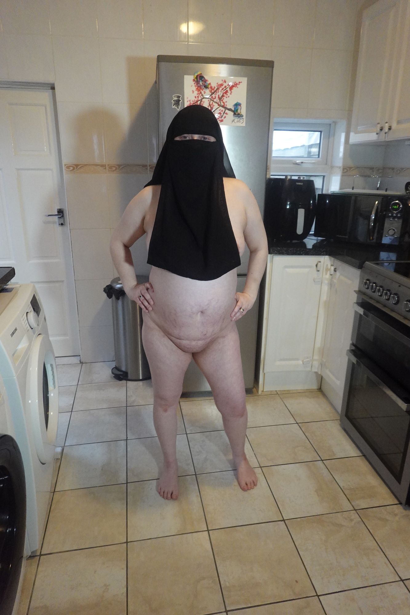 Naked in Niqab and white Knee Boots #24