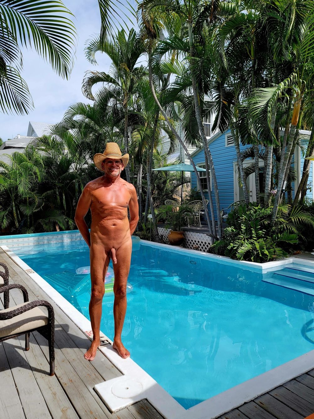 Naked Cowboy in Public at the Pool in Key West #11