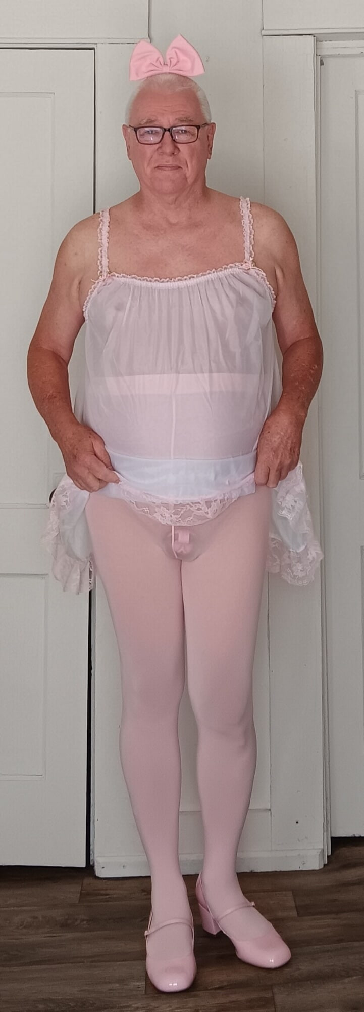 Submissive sissy caged