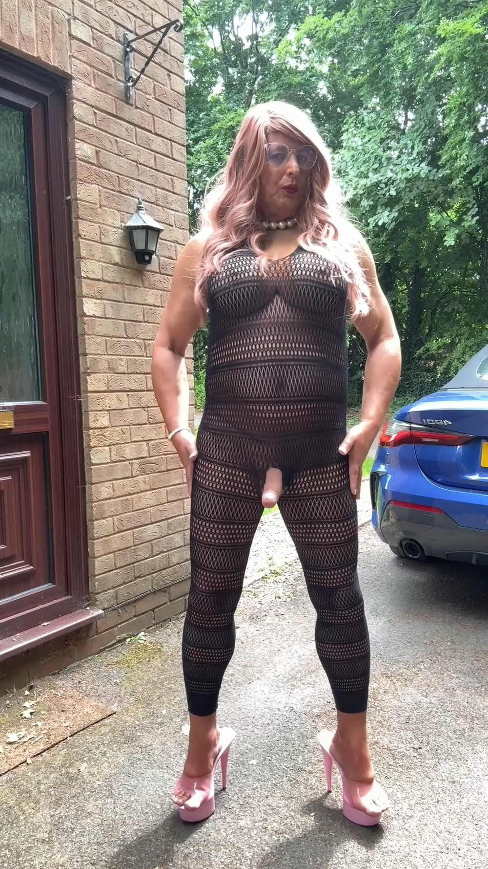 Sexy Crossdresser kellycd2022 in sexy black fishnet catsuit  #46