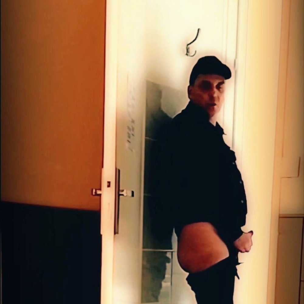 Handjob standing in front of a door #8
