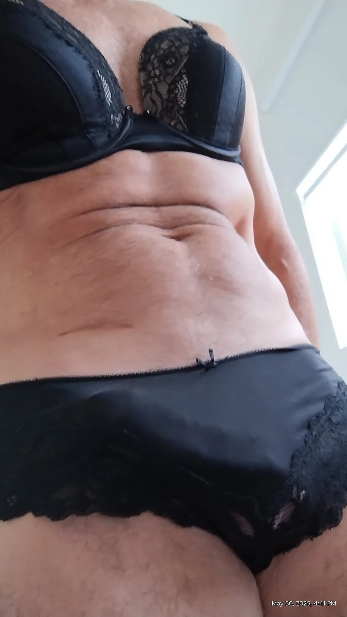 CD black bra and panties tease
