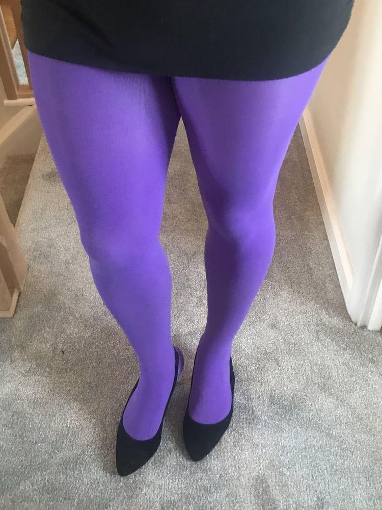 Wearing Purple tights pantyhose #57