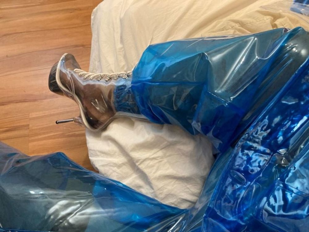 Blue Transparent PVC and Clear PVC Boots #13