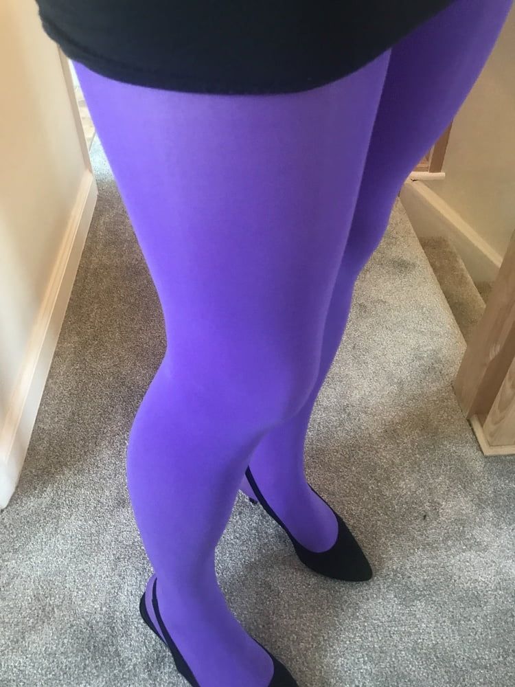 Wearing Purple tights pantyhose #37