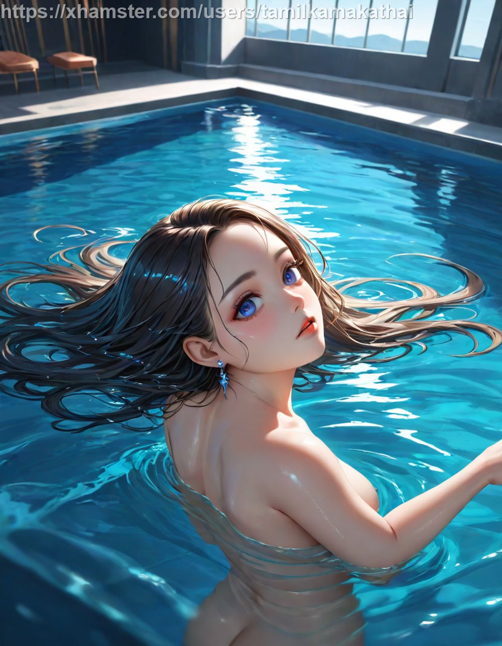 Nude Hentai Girl Swimming in pool - AI Generated Images #2