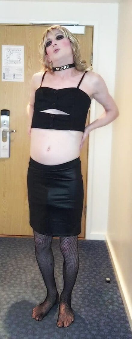 Sissy Crossdresser In Black Slut Outfit Posing  #40