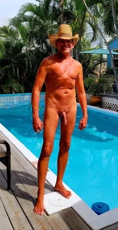 Naked Cowboy in Public at the Pool in Key West