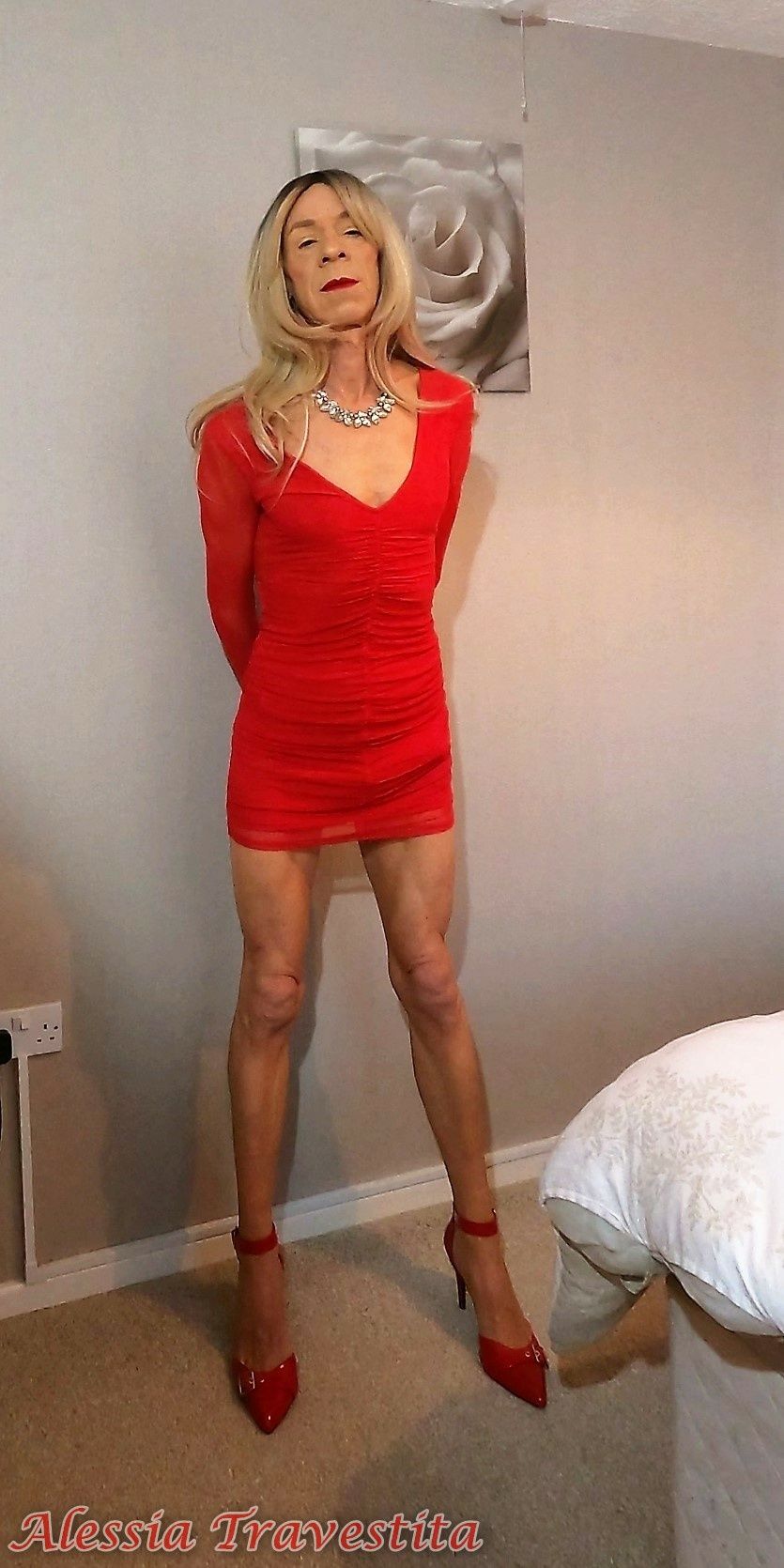 64 Alessia Travestita in Sheer Red Dress #56