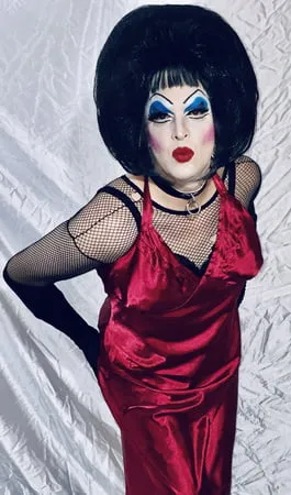 heavy makeup slutdebra in red         