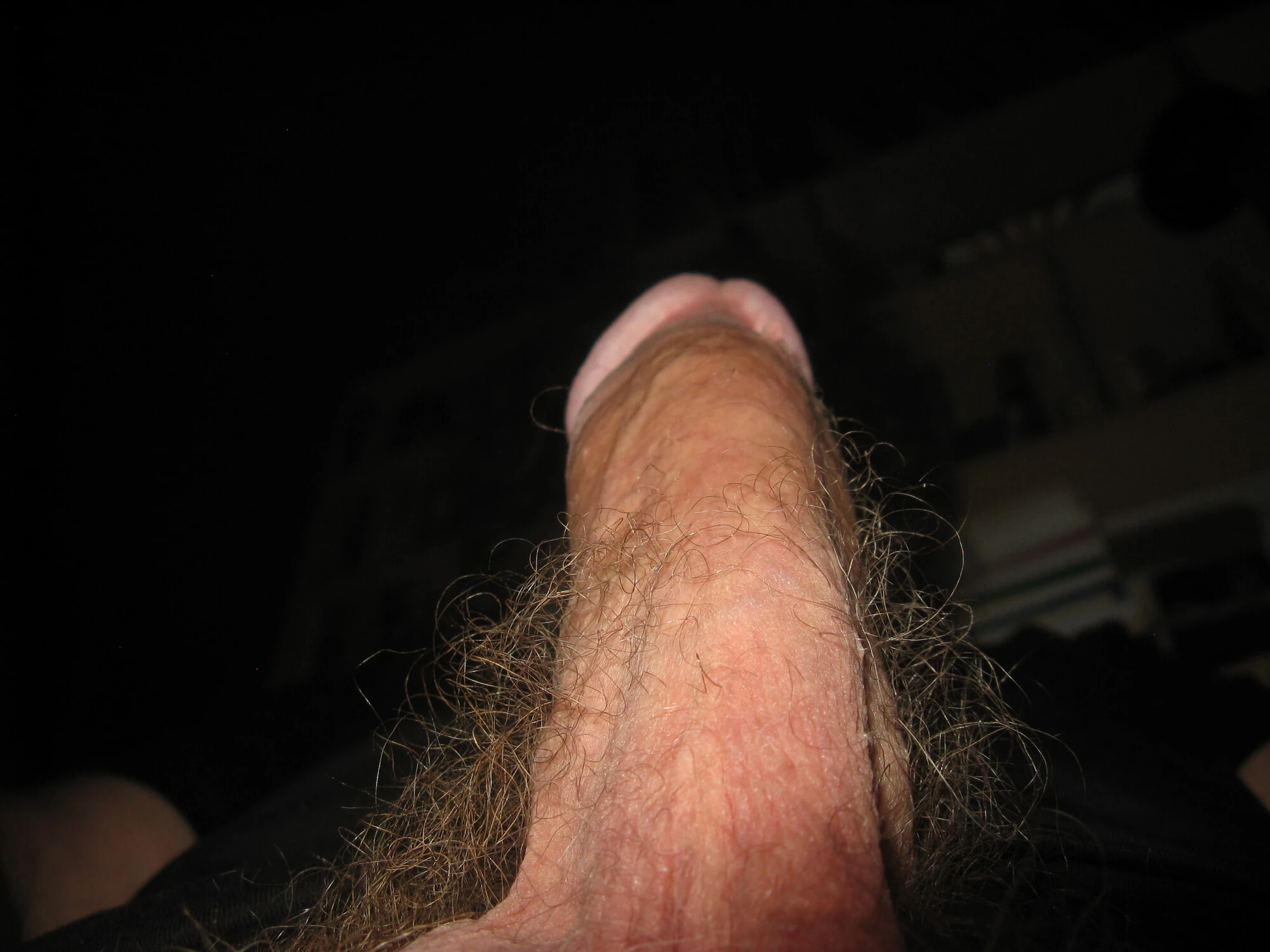 Erect penis in the office