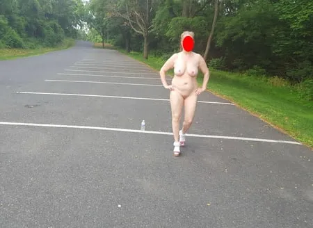 naked parking lot walk         