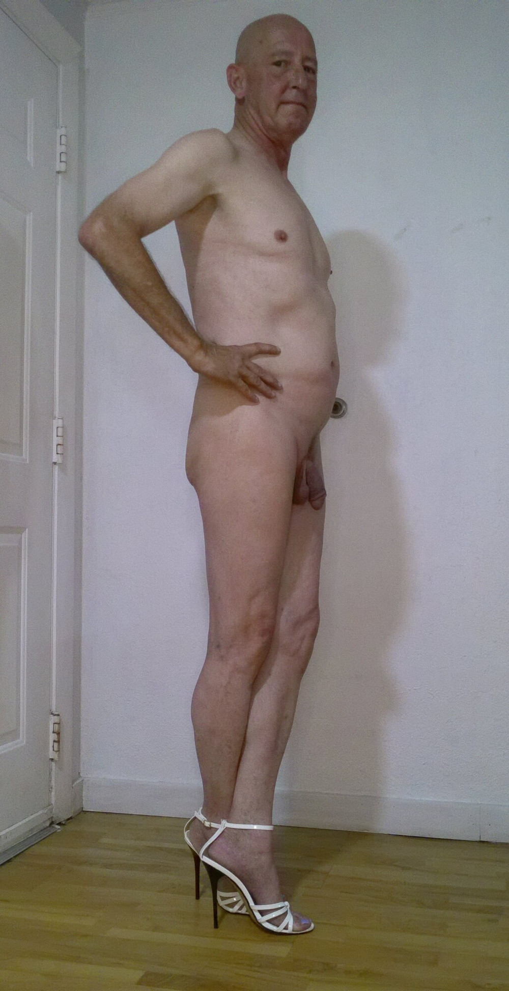 Faggot Andrew Brown Totally Nude in Sexy White Heels #7