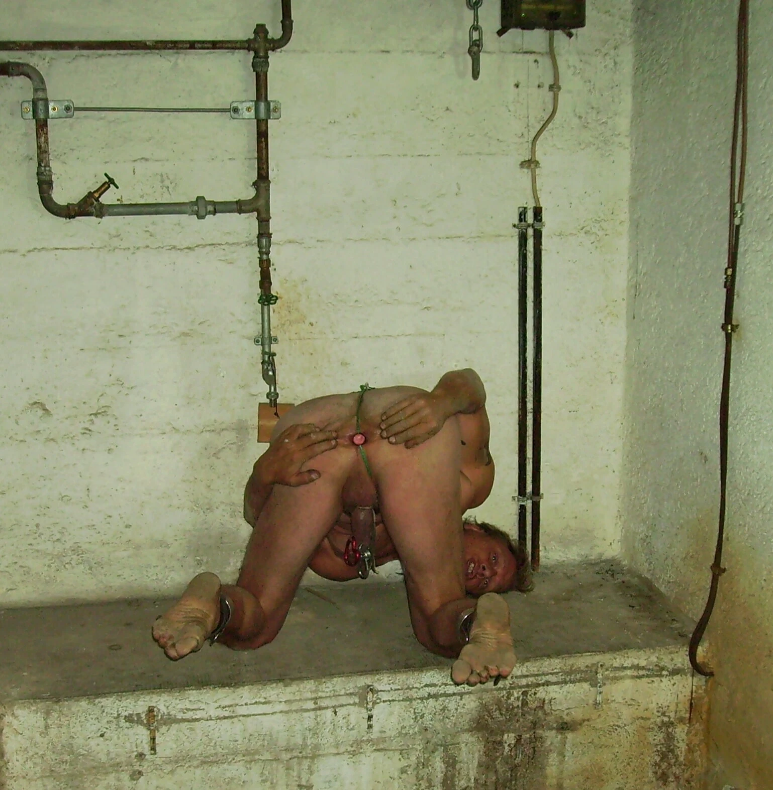 Slave Man locked up dirty Prison Erection