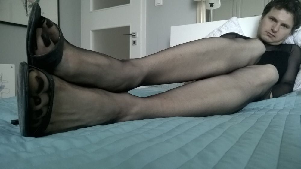 Black nylon hosiery #43