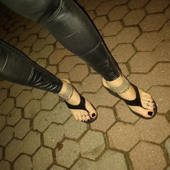 sexy feet and latex flip flops