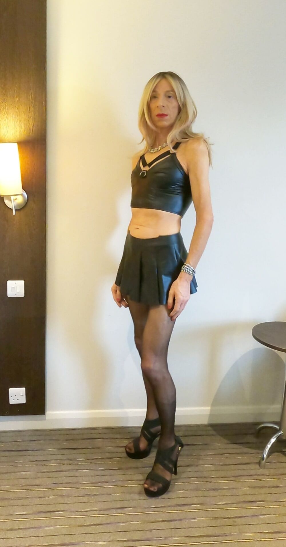 151 Alessia Travestita - Black Leather Miniskirt #17