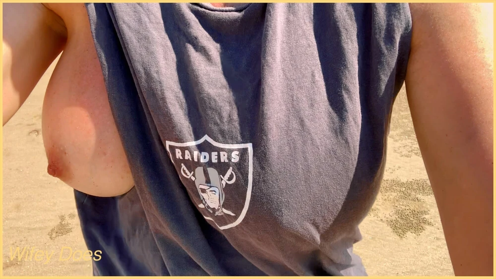 WIFEY dared walking around side boob on public beach #21