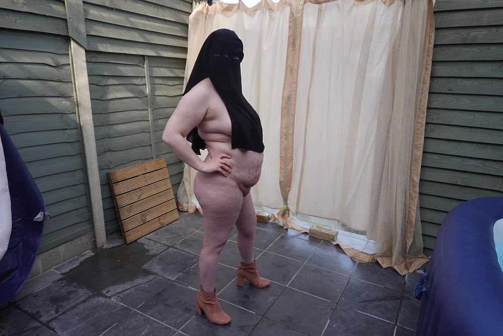 Nude in Niqab in ankle boots #8