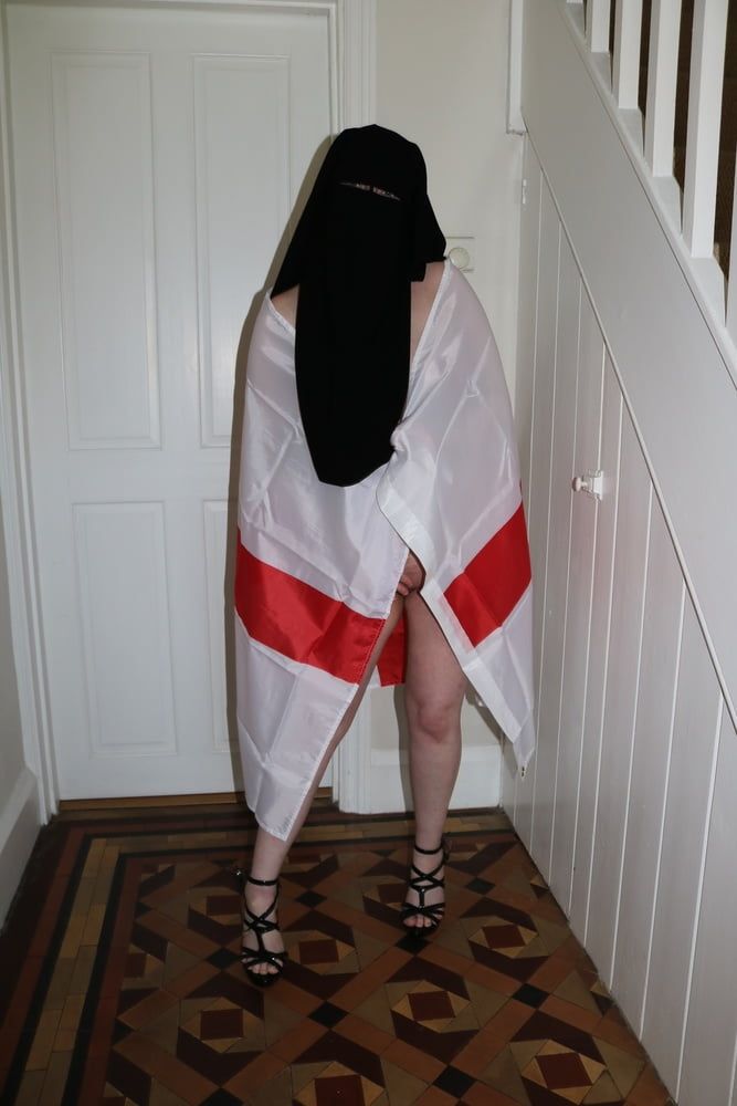 Wearing Niqab and England Flag #12