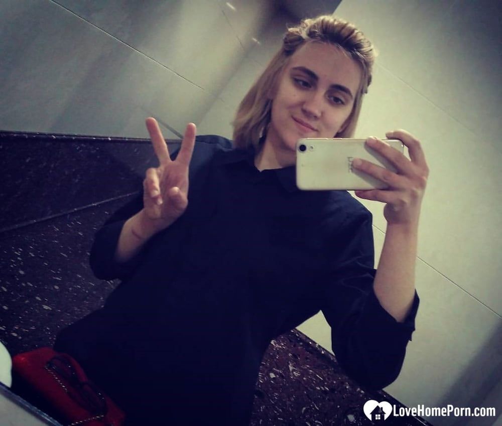 Beautiful blonde sharing some hot bathroom selfies #30