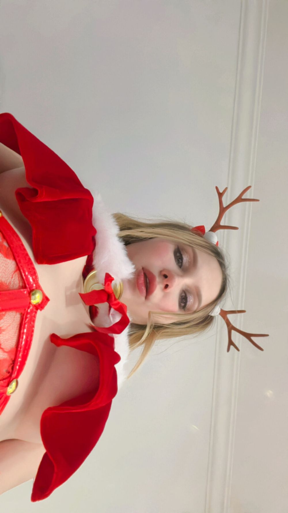 my sexy photoshoot in a reindeer costume. standing breasts #2