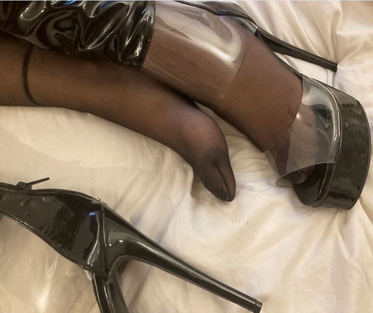 Black and Clear PVC Porn High Heel Boots #12
