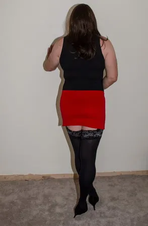 posing mini skirt         