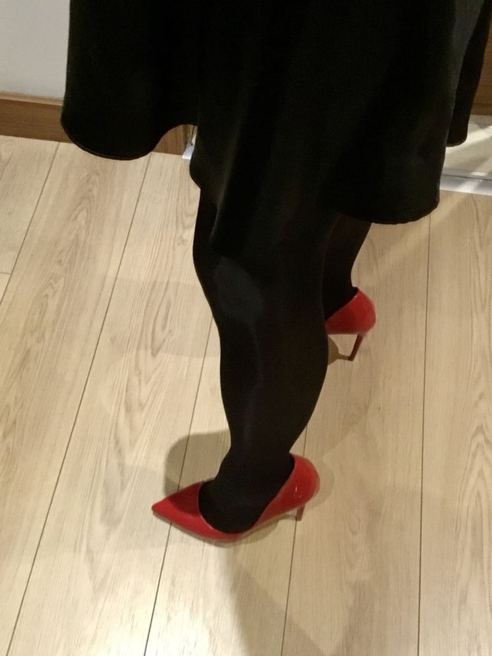 Shiny Black Tights &amp; Red Heels #16