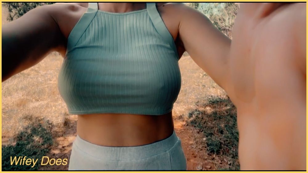 Wifey heads on hike braless and no panties #12