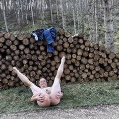 The stupid faggot, Christoph was naked in the forest
