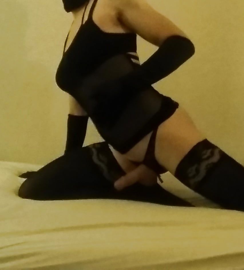 Tight black dress and stockings #7