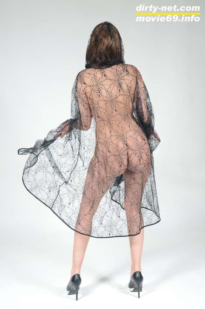 MILF Lea Blow waering a see-through cape and high heels #5