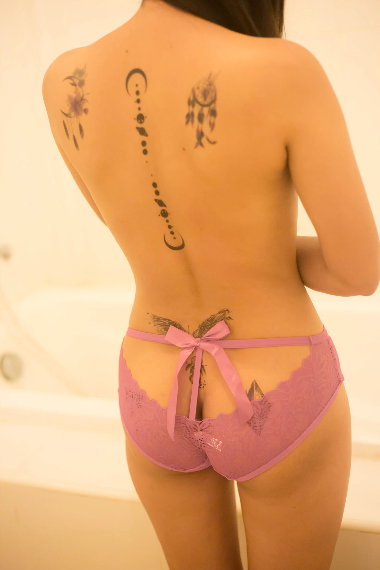 Asian girl and her tattoo in the tub #38