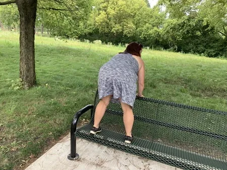 sexy bbw outdoors at the park         