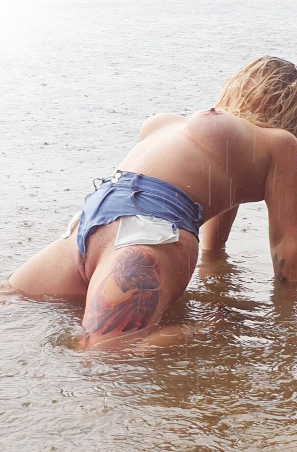 My wet hot body in the lake in heavy rain #6