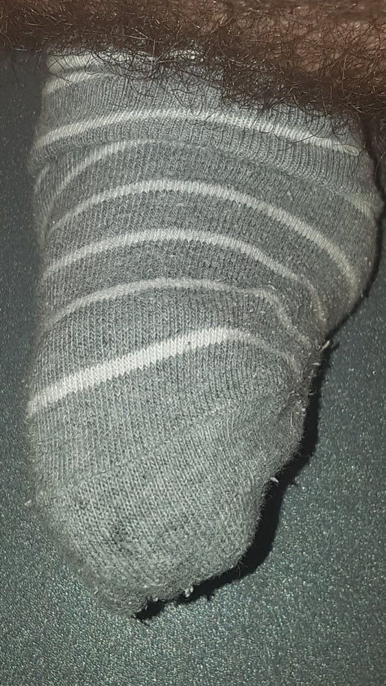 My cock in sock and nylon stockings #56