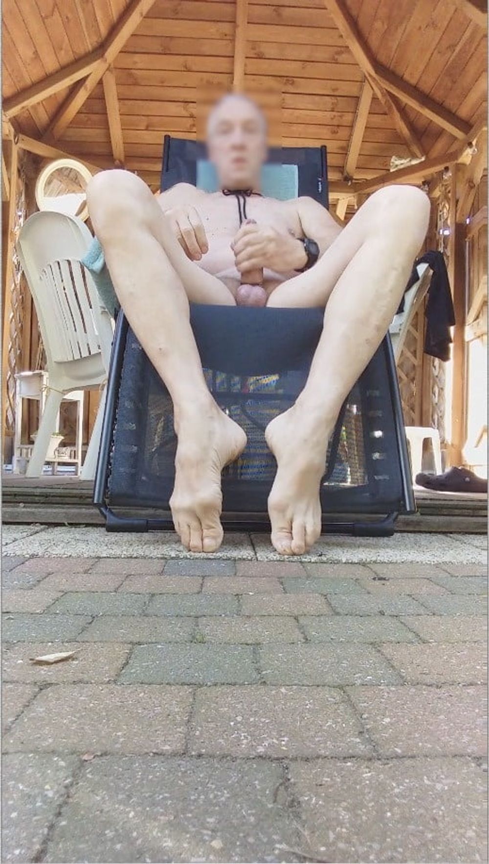 outdoor exhibitionist bondage jerking session #22