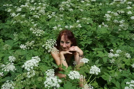 in white flowers           