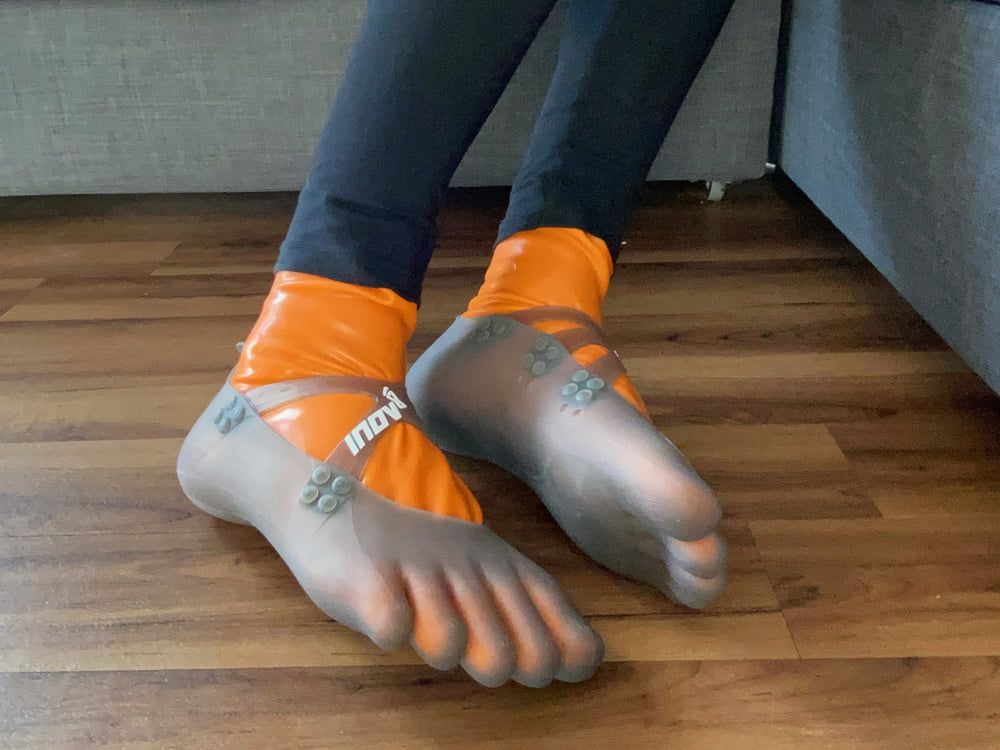Orange Latex Toe Socks and EvoSkins #16