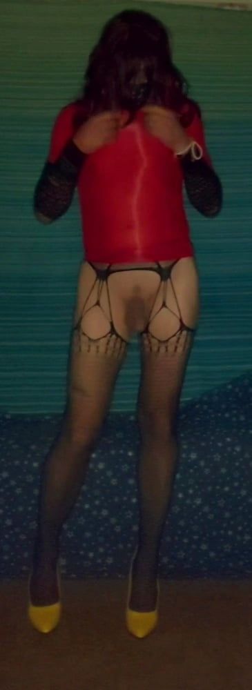See through red dress pics  #12