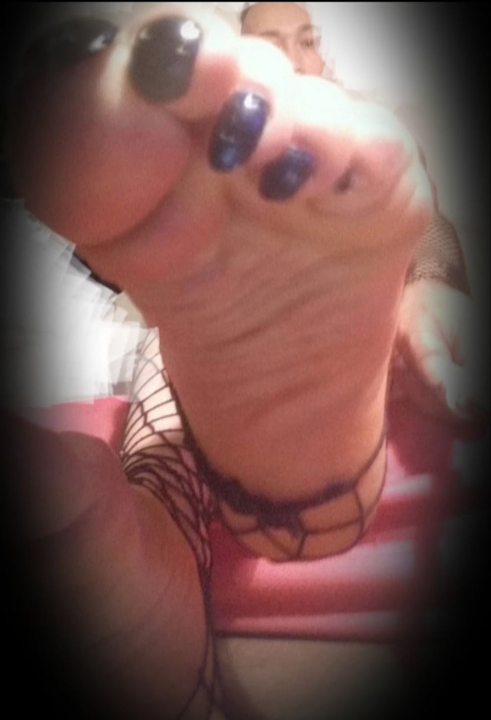 Asian ts Black toenails and fishnet #30