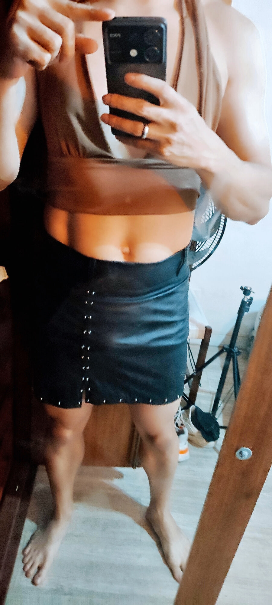 Crossdresser in brown top #31