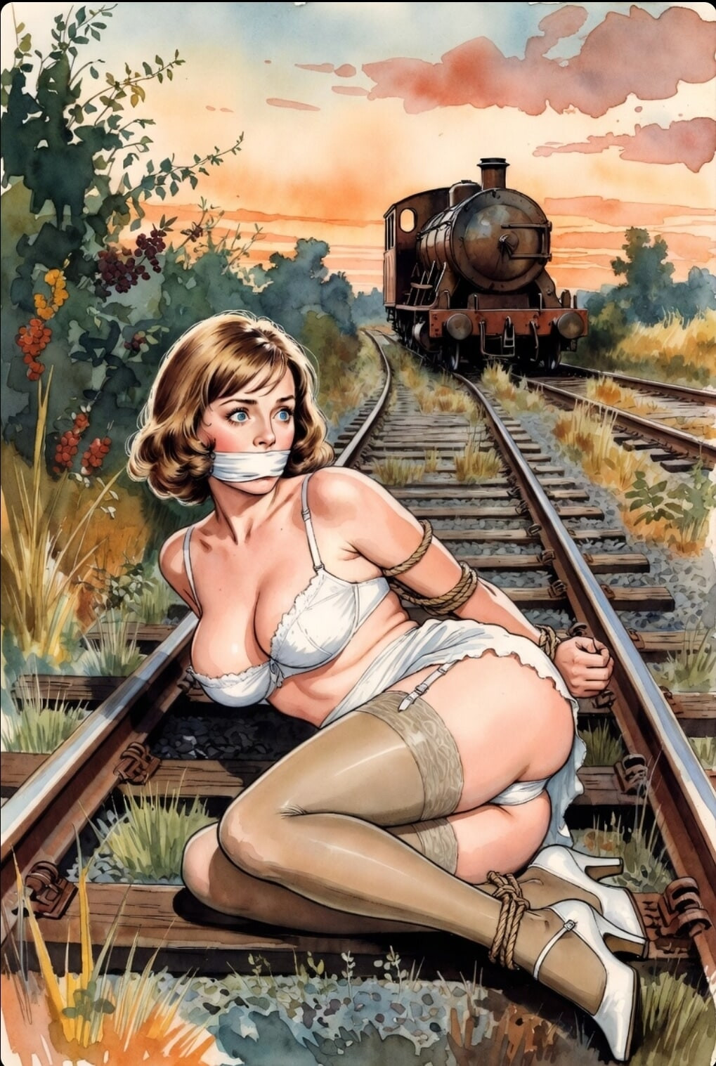 Pixwhores Experimental Enhanced: Stockings in the Railyard 1 #4