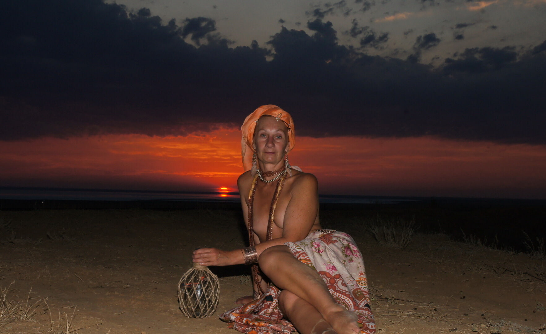 With a jug in the sunsetting sun #44