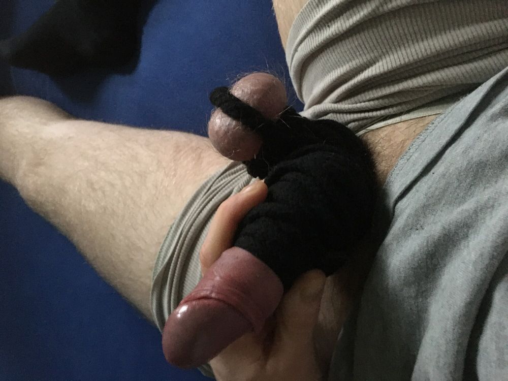 Hairy Cock And Balls Bound With Long Cord  #10