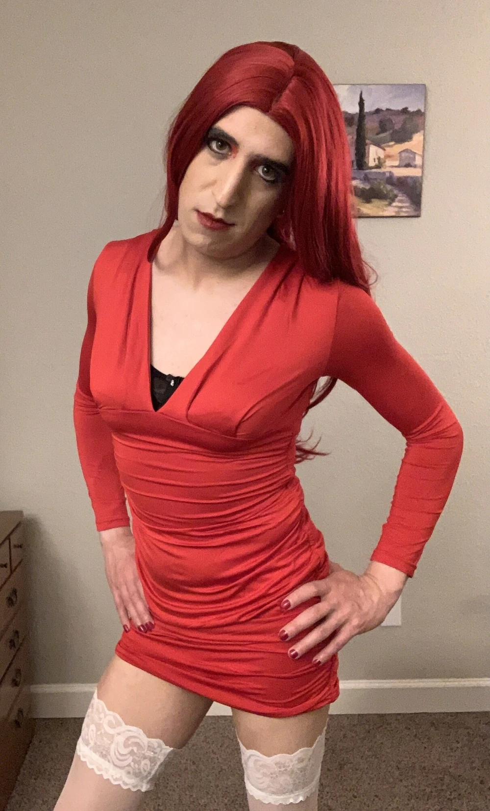 Sissy Crossdresser Ruby Renee in Sexy Red Dress #6