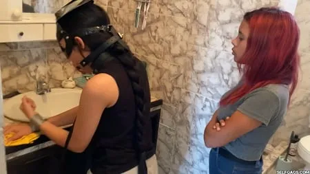 cute slave girl used as toilet cleaner by lezdom mistress         